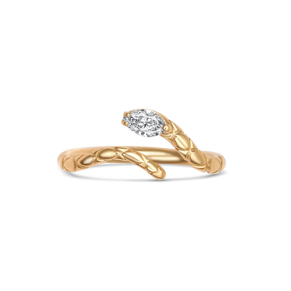 Snake Pinky Ring with Salt and Pepper Marquise Diamond