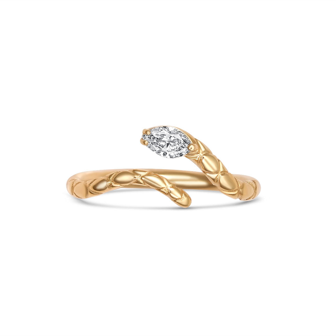Snake Pinky Ring with Salt and Pepper Marquise Diamond – Oma Jewelry