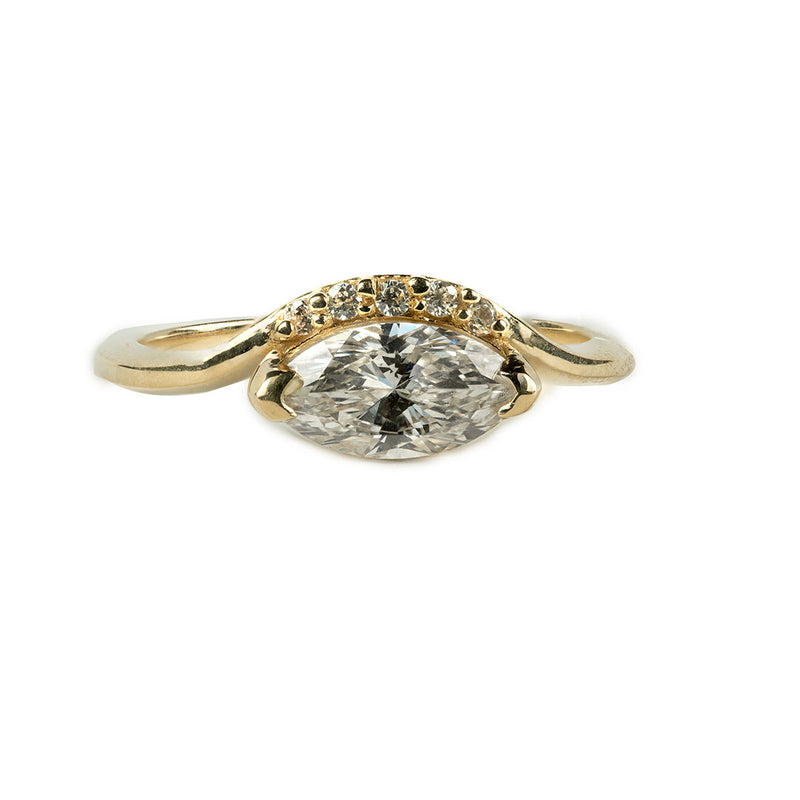 Floating East West Marquise Engagement ring