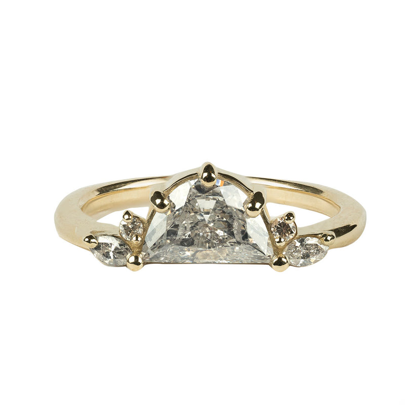 Serina Half Moon Salt and Pepper Diamond Engagement Ring
