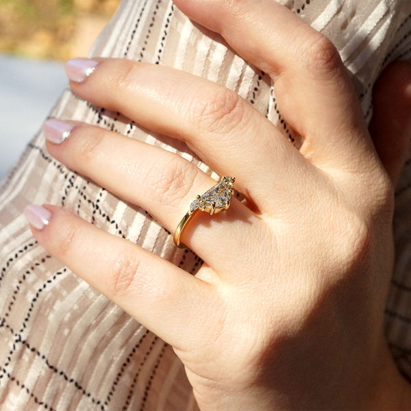 Serina Half Moon Salt and Pepper Diamond Engagement Ring