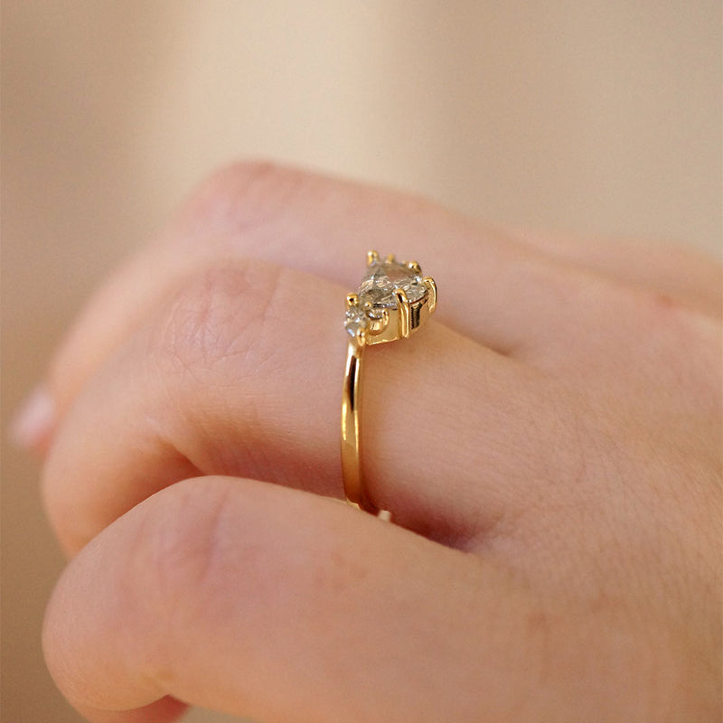Serina Half Moon Salt and Pepper Diamond Engagement Ring